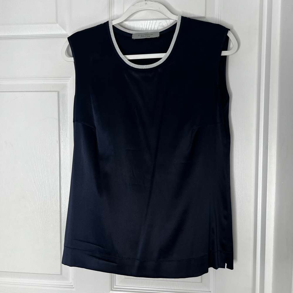 D. Exterior Made in Italy Elegant Navy Sleeveless Tank Top Sz S